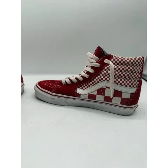 Vans Old Skool Hi-Top Sneakers US M 6.5/ W 8.0Red Check Lace Up Skateboard Shoes - Picture 6 of 10